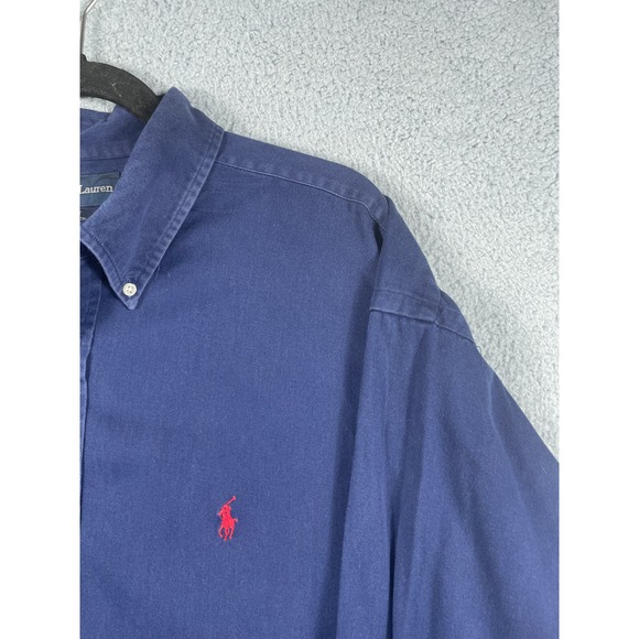 Ralph Lauren Men's Solid Blue Button Up Shirt Size XXL - Picture 7 of 10